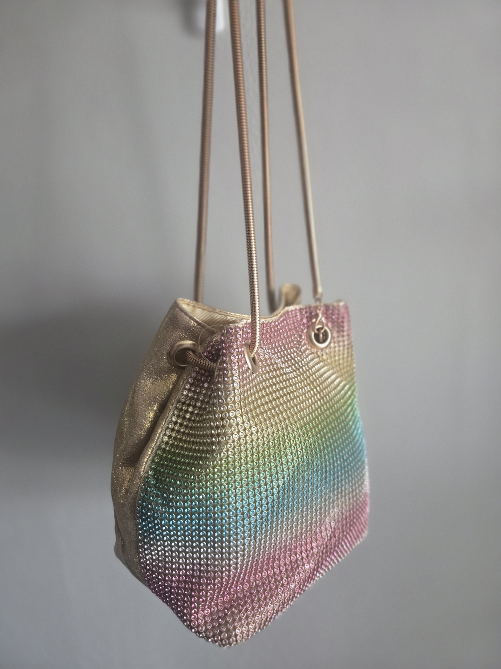 Iridescent Multicolor Rhinestone Bucket Bag - Picture 3 of 3